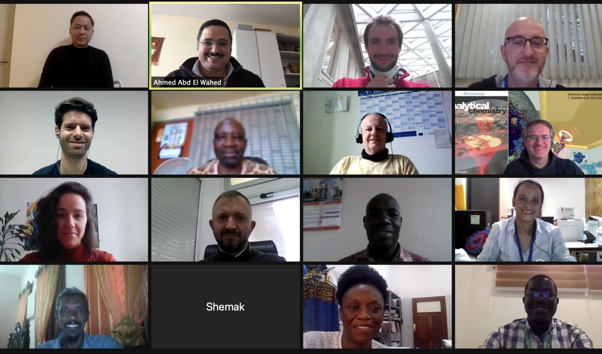 Screenshot of one of the Africa Suitcaselab consortium online meetings showing the involved partners