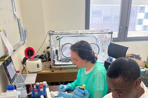 Das Team des mobilen Schnelllabors testet bei der Agence Régionale de Santé Mayotte, Frankreich, Wasserqualitätsparameter für sicheres Trinken.